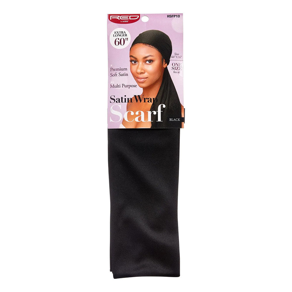 Red by Kiss Satin Wrap Scarf, Black, 1 Ea